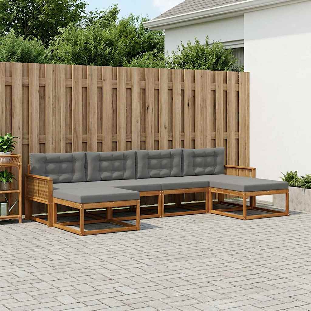 Buiten bankenset met kussen 6 pcs Natuurlijk en Antraciet is nu te koop bij PeponiXL, paradijselijk wonen!