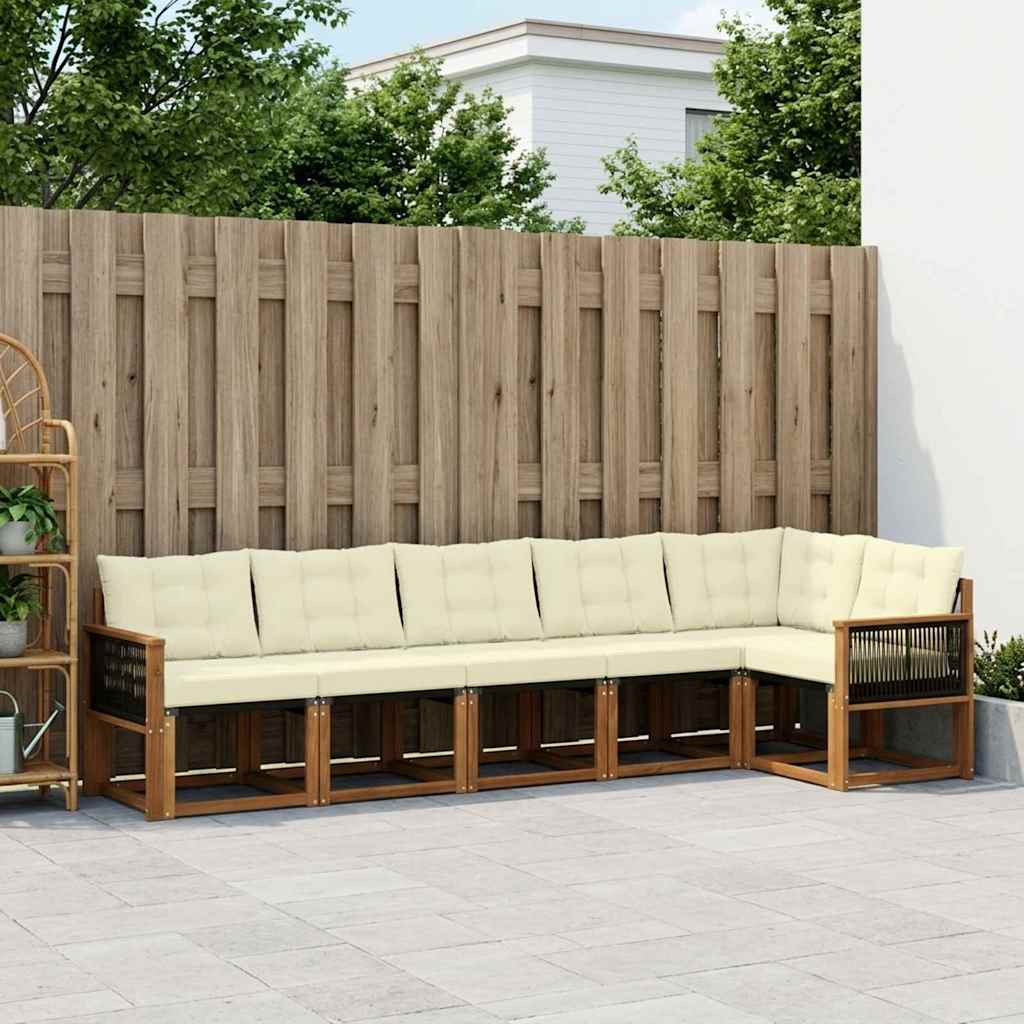 Buiten bankenset met kussen 6 pcs Natuurlijk en Crème is nu te koop bij PeponiXL, paradijselijk wonen!