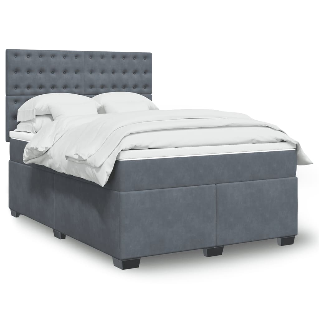 Boxspring met matras fluweel donkergrijs 140x190 cm is nu te koop bij PeponiXL, paradijselijk wonen!
