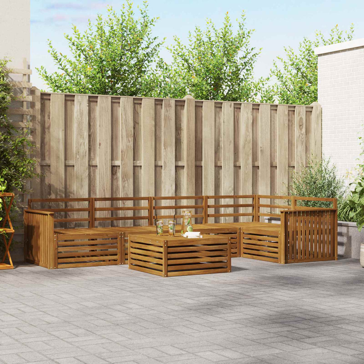Buiten bankenset 6 pcs Naturel is nu te koop bij PeponiXL, paradijselijk wonen!