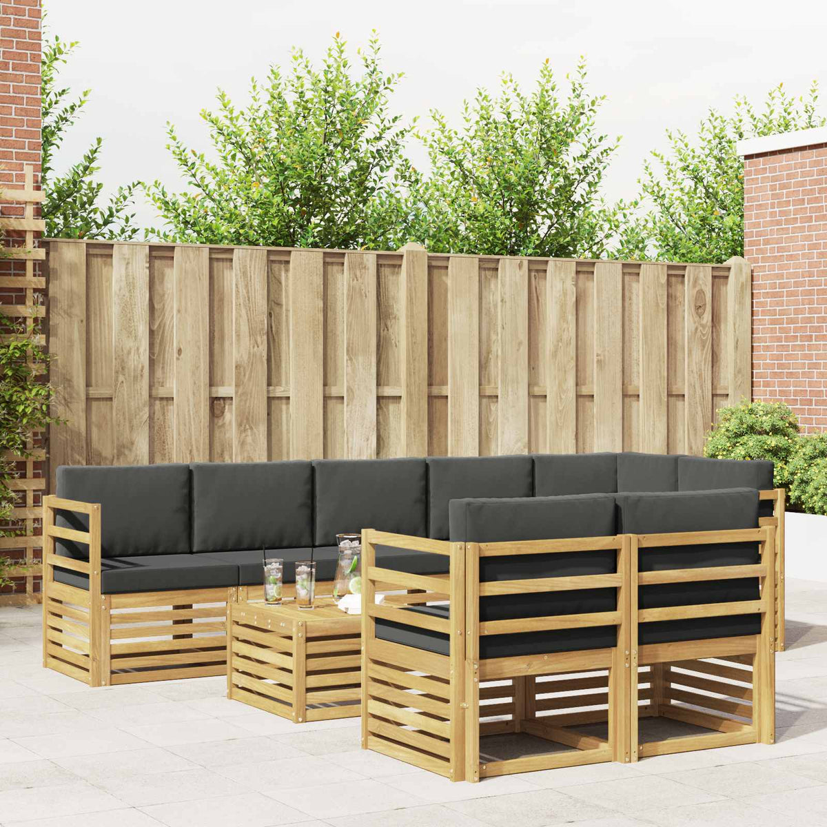 Buiten bankenset 8 pcs Wit en antracietkleurig 59 x 59 x 37 cm is nu te koop bij PeponiXL, paradijselijk wonen!