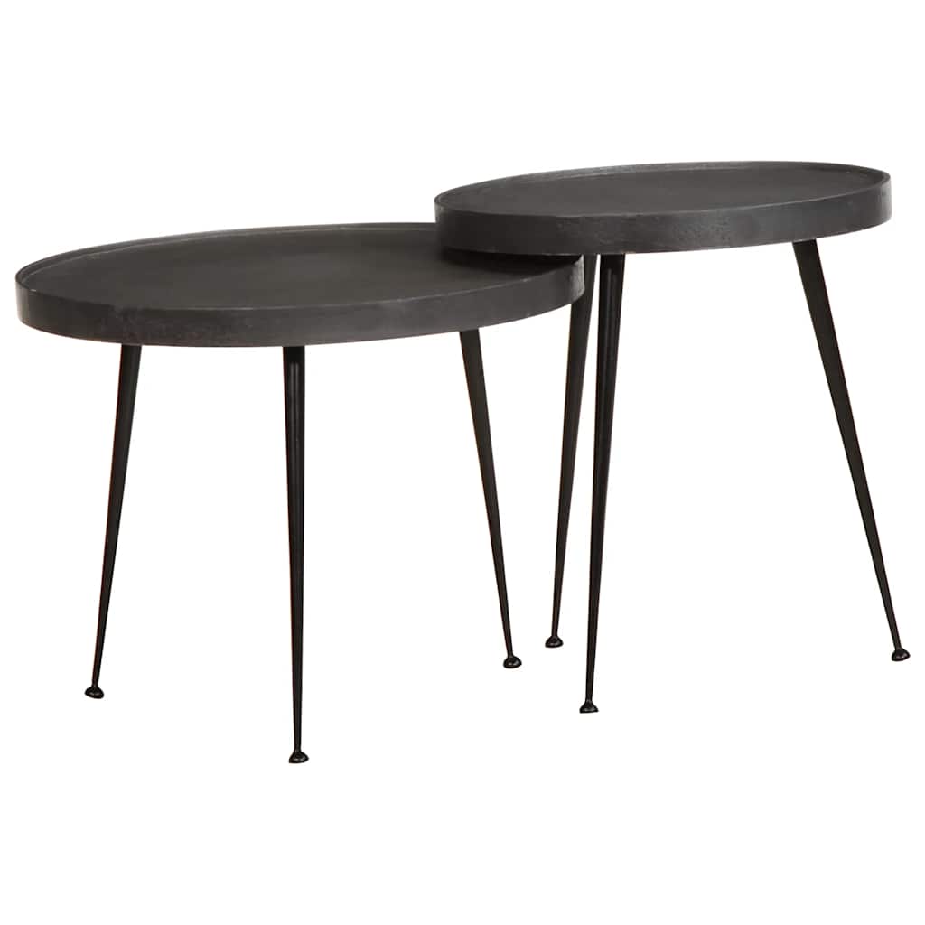Salontafel 2 stuks Zwart bewerkt hout is nu te koop bij PeponiXL, paradijselijk wonen!