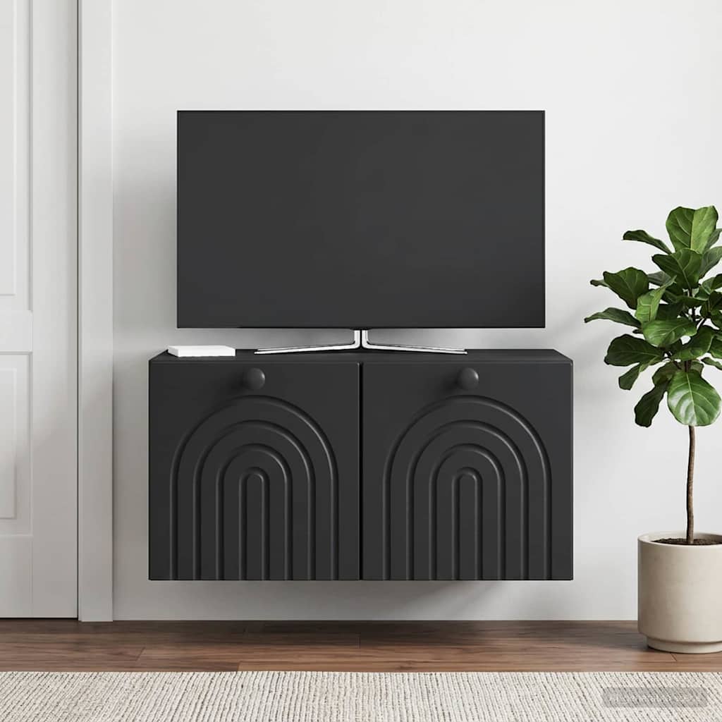 Wandbeugel TV-kast Zwart 59,5 x 41 x 30 cm Bewerkt hout is nu te koop bij PeponiXL, paradijselijk wonen!