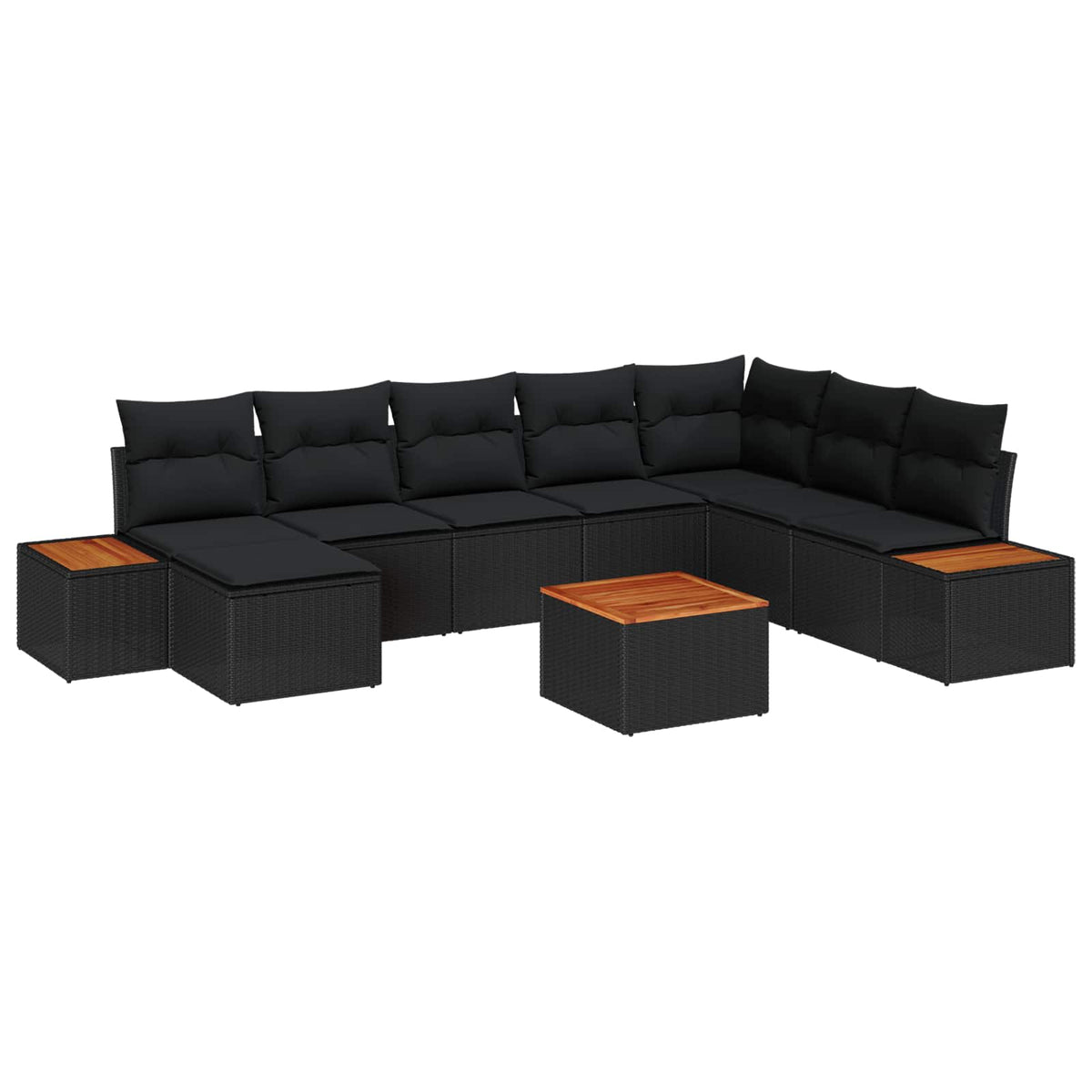 Tuinbankenset met kussen 9 pcs Zwart Poly riet is nu te koop bij PeponiXL, paradijselijk wonen!