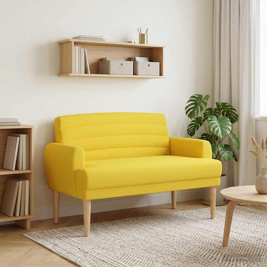 Loungebank met knopencomfort Lichtgeel 116 x 67 x 80 cm Stof is nu te koop bij PeponiXL, paradijselijk wonen!