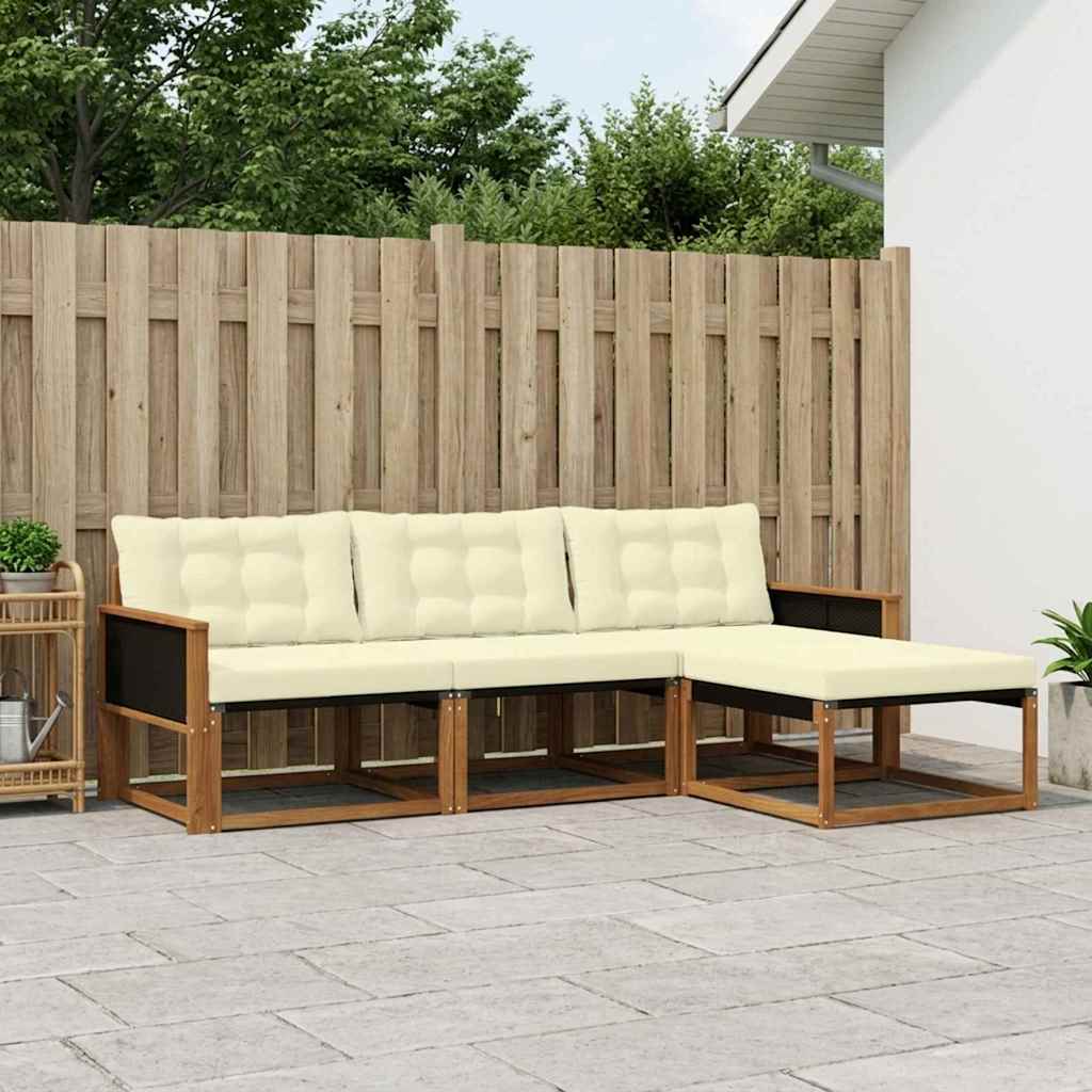 Buiten bankenset met kussen 4 pcs Natuurlijk en Crème is nu te koop bij PeponiXL, paradijselijk wonen!