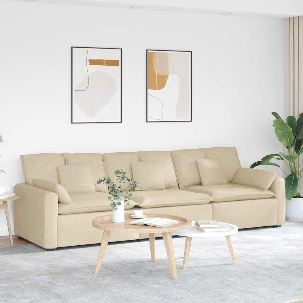 Modulaire bank met kussens crèmekleurig is nu te koop bij PeponiXL, paradijselijk wonen!