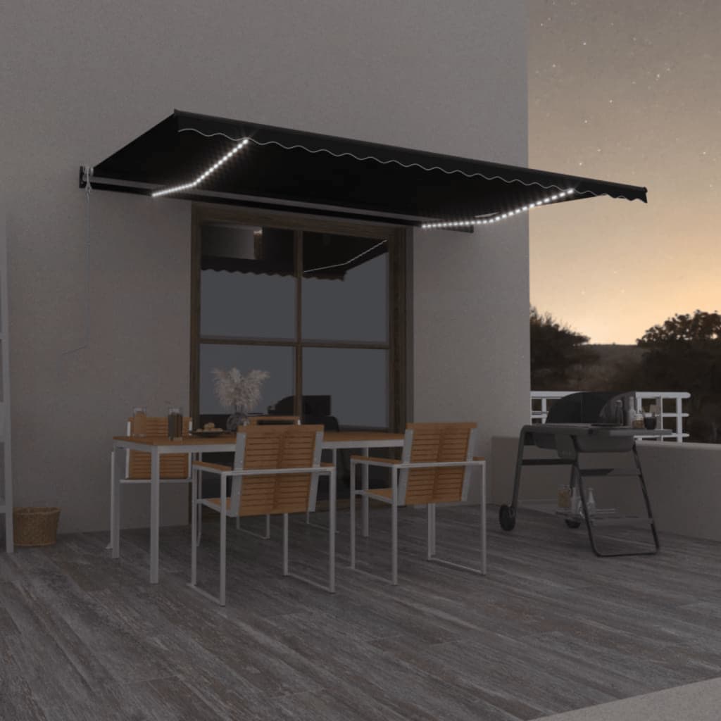 Luifel automatisch met LED en windsensor 500x350 cm antraciet is nu te koop bij PeponiXL, paradijselijk wonen!