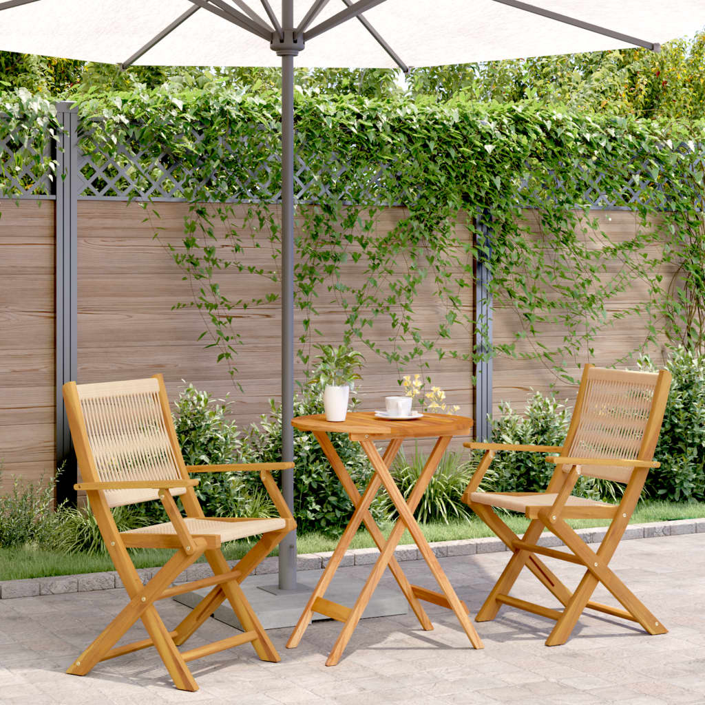 3-delige Bistroset polypropeen en massief hout beige is nu te koop bij PeponiXL, paradijselijk wonen!