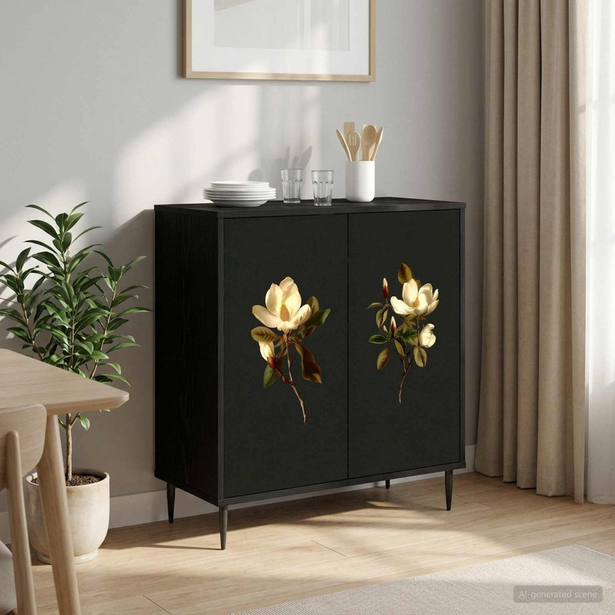 Dressoir BREMEN Zwart eiken 69 x 33 x 76 cm Bewerkt hout is nu te koop bij PeponiXL, paradijselijk wonen!