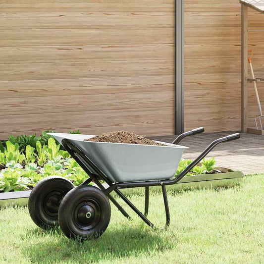 Kruiwagen Zilver en Zwart 137 x 60 x 65,5 cm Staal is nu te koop bij PeponiXL, paradijselijk wonen!