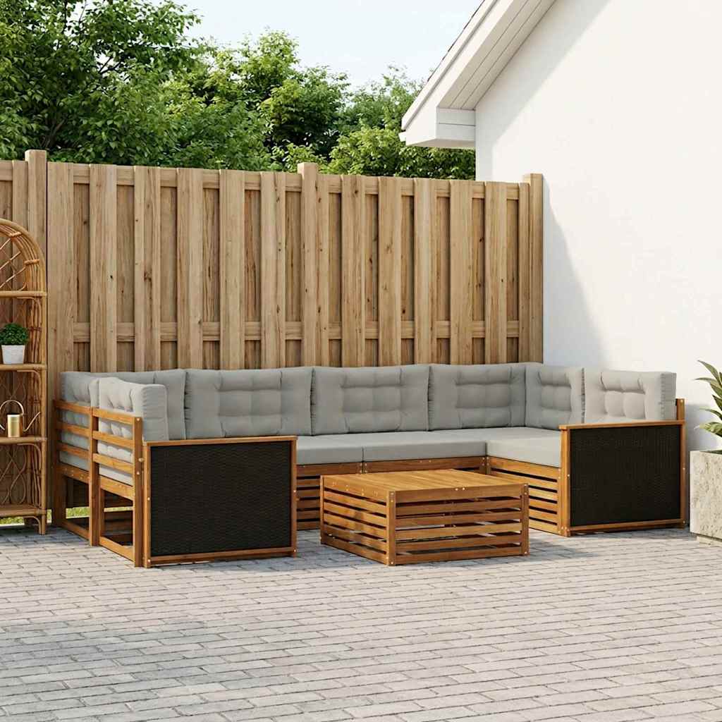 Buiten bankenset 7 pcs Naturel en lichtgrijs Polyester is nu te koop bij PeponiXL, paradijselijk wonen!