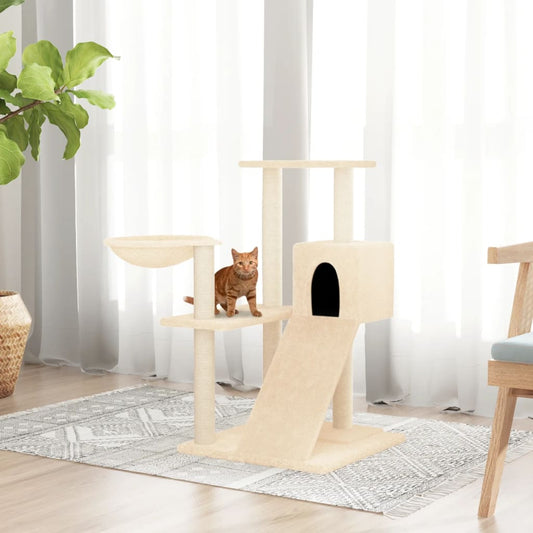 Kattenmeubel met sisal krabpalen 82 cm crèmekleurig is nu te koop bij PeponiXL, paradijselijk wonen!