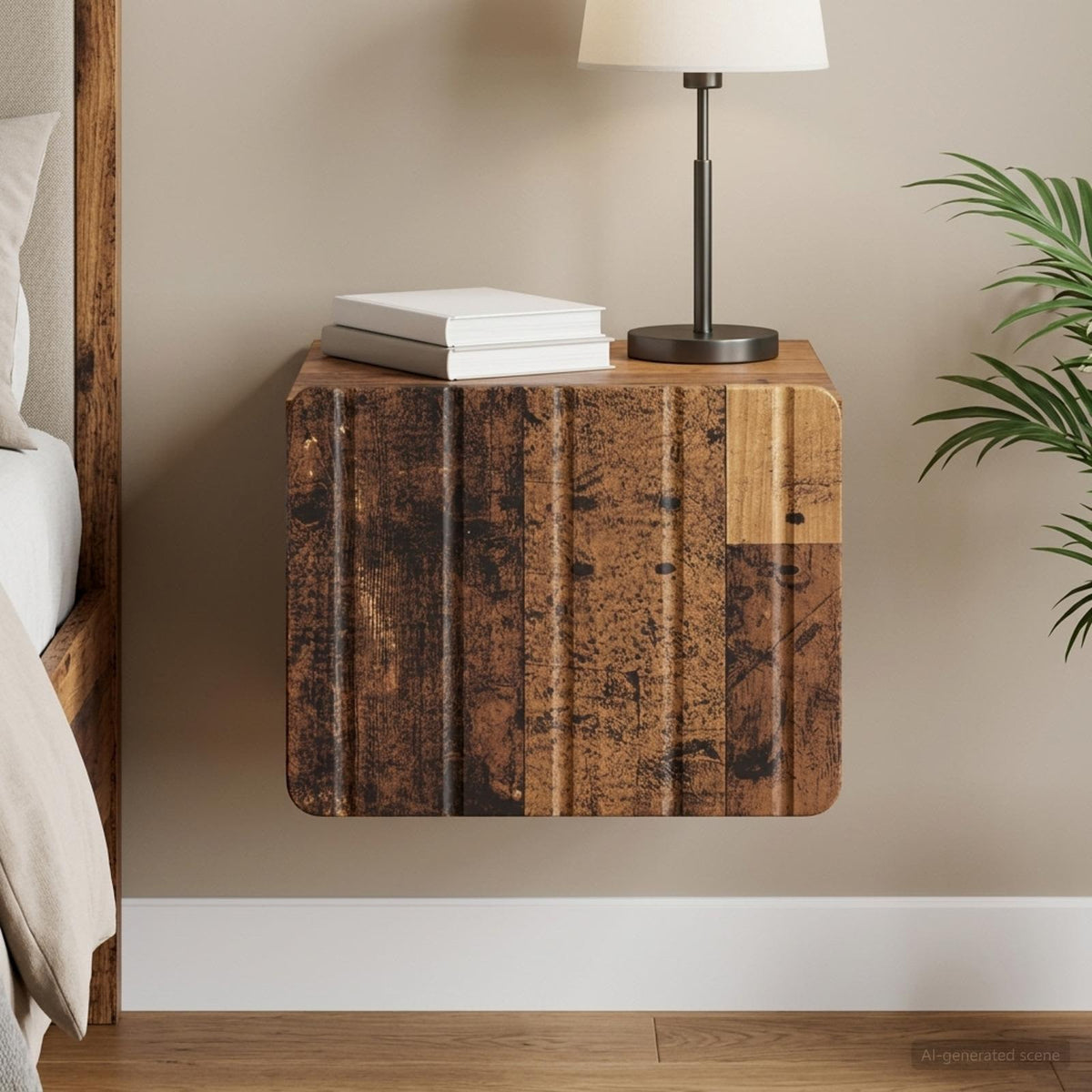Wandbeugel Bedkast Oud hout 33 x 34,5 x 24 cm Bewerkt hout is nu te koop bij PeponiXL, paradijselijk wonen!