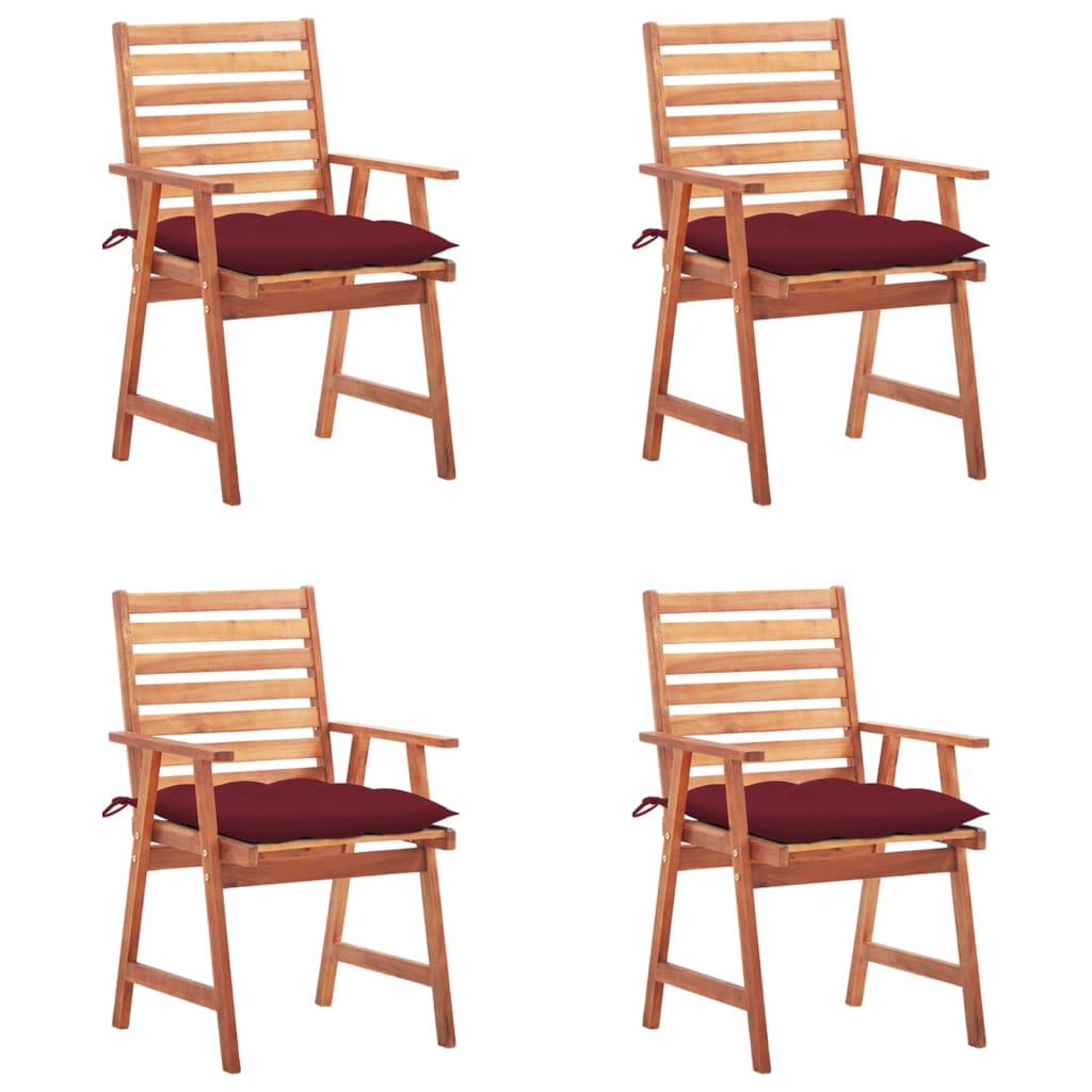 Tuinstoelen 4 st met kussens massief acaciahout is nu te koop bij PeponiXL, paradijselijk wonen!