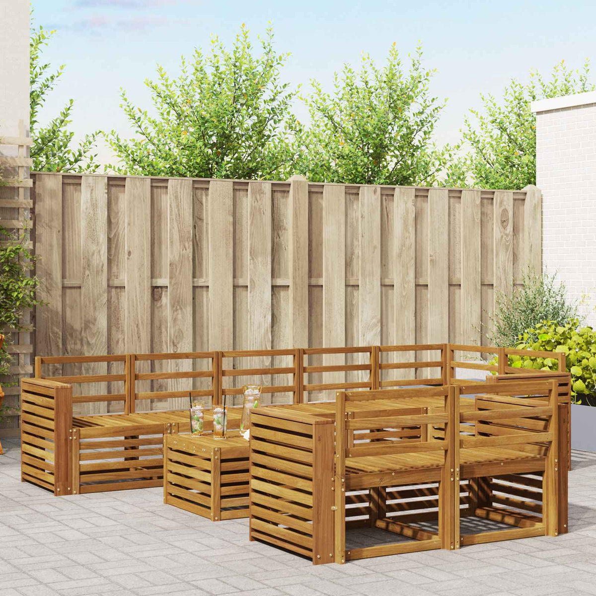 Sofa-Sets 9 pcs Naturel Massief Acaciahout is nu te koop bij PeponiXL, paradijselijk wonen!