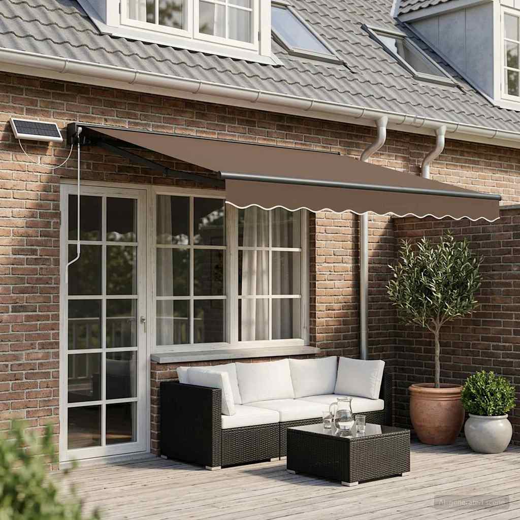 Elektrisch Uittrekbaar Zonnescherm Taupe 5 x 3 m is nu te koop bij PeponiXL, paradijselijk wonen!