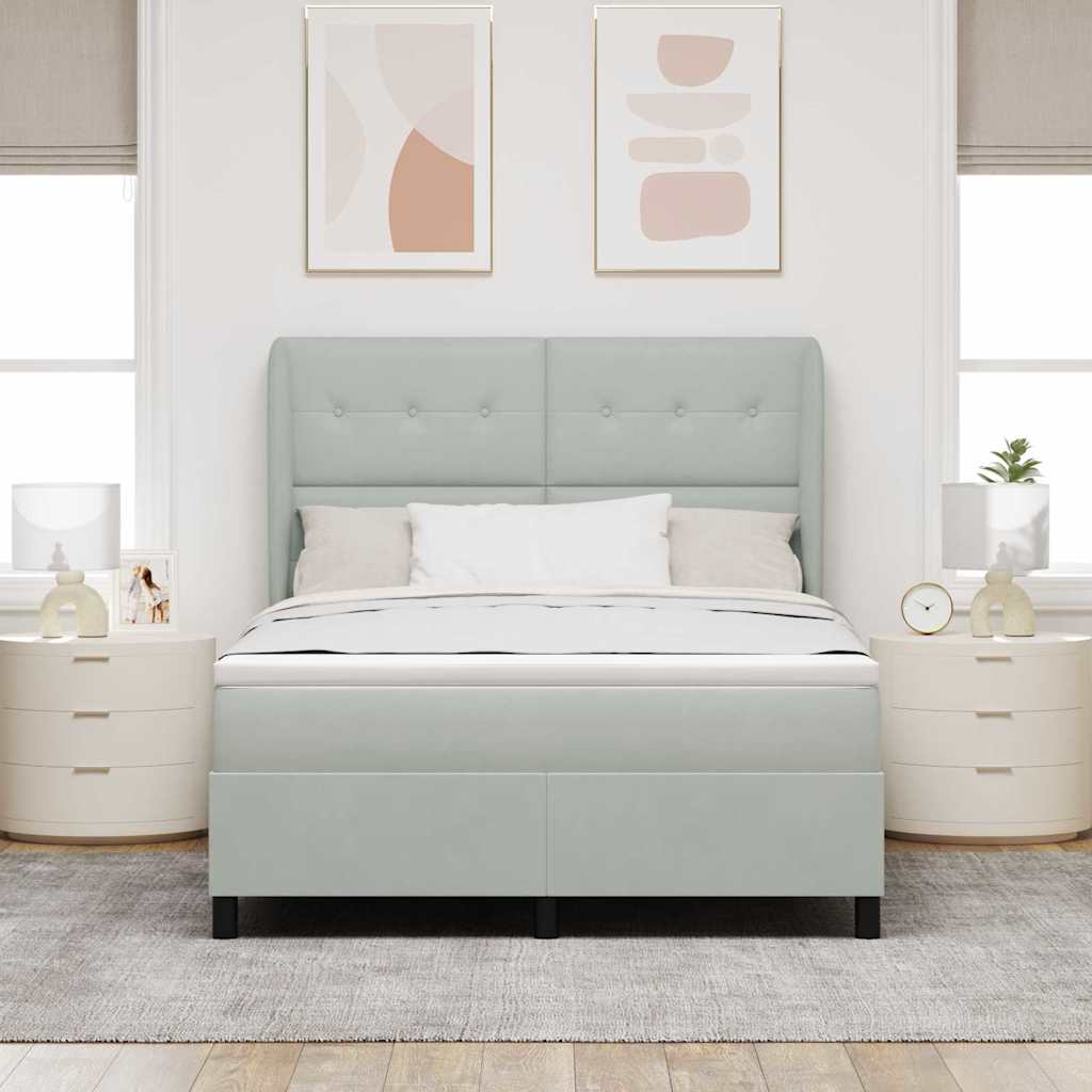 Boxspringbed met matras Lichtgrijs 200 x 160 cm Fluweel is nu te koop bij PeponiXL, paradijselijk wonen!
