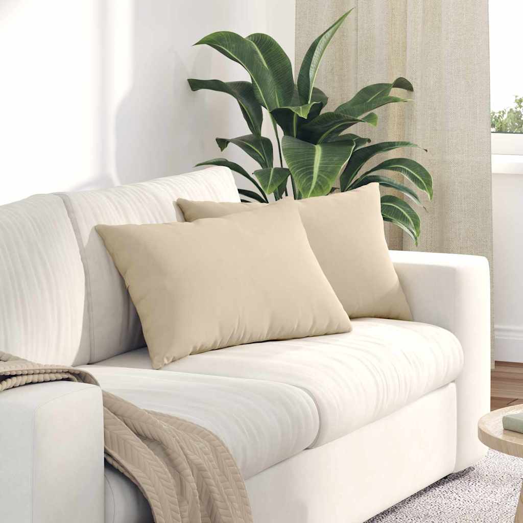 Sofa Kussens 2 stuks Crème 60 x 40 cm Stof is nu te koop bij PeponiXL, paradijselijk wonen!