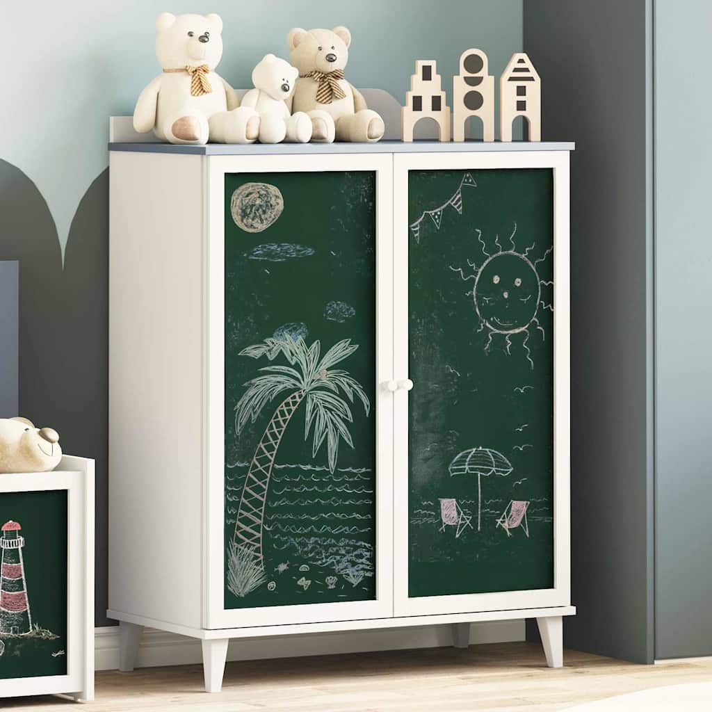 Kast met twee deuren en een krijtbordfront ROROS Grijs en Wit is nu te koop bij PeponiXL, paradijselijk wonen!