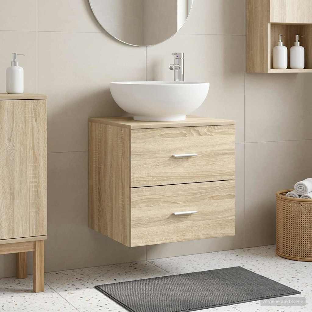Wandgemonteerde wastafelmeubel Sonoma Eiken is nu te koop bij PeponiXL, paradijselijk wonen!