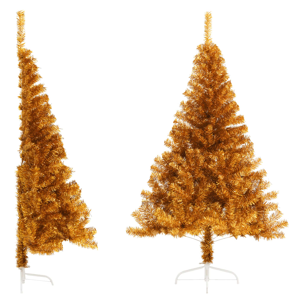 Kunstkerstboom half met standaard 120 cm PET goudkleurig is nu te koop bij PeponiXL, paradijselijk wonen!