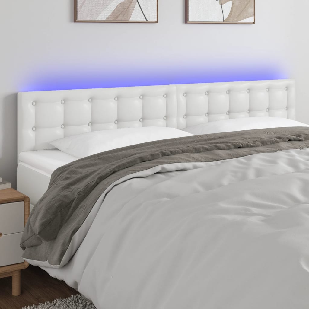 Hoofdbord LED 160x5x78/88 cm kunstleer wit is nu te koop bij PeponiXL, paradijselijk wonen!