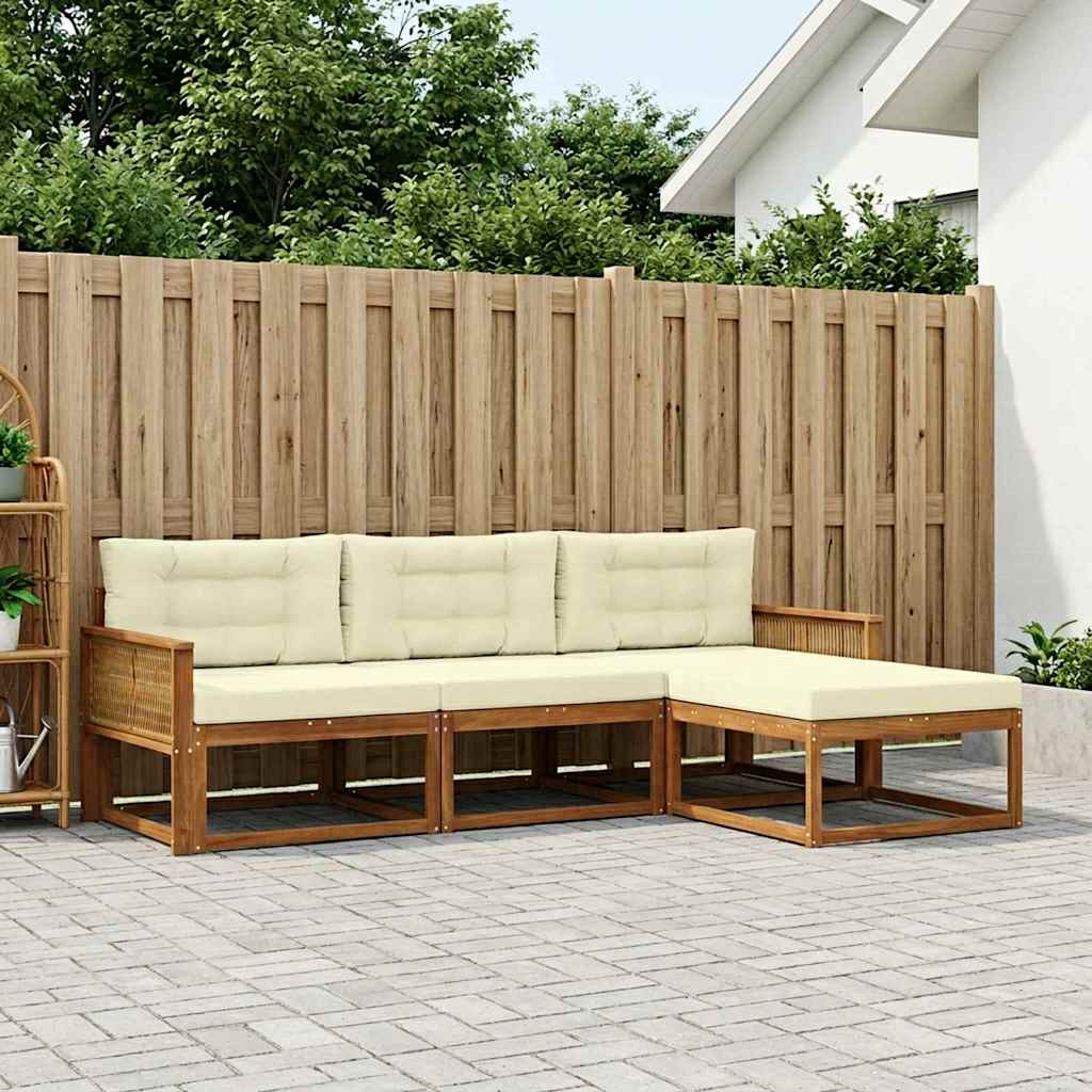 Buiten bankenset met kussen 4 pcs Natuurlijk en Crème is nu te koop bij PeponiXL, paradijselijk wonen!