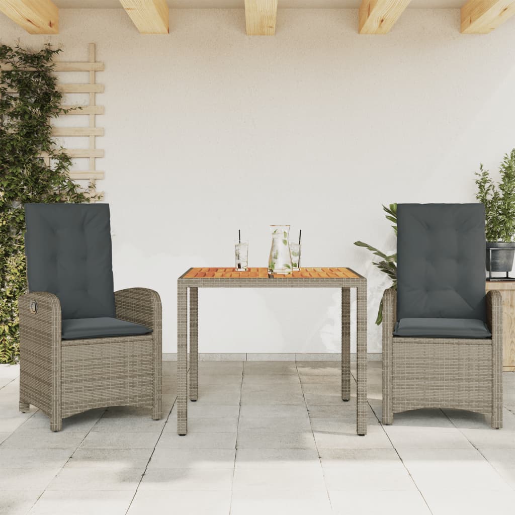 3-delige Tuinset met kussens poly rattan grijs is nu te koop bij PeponiXL, paradijselijk wonen!