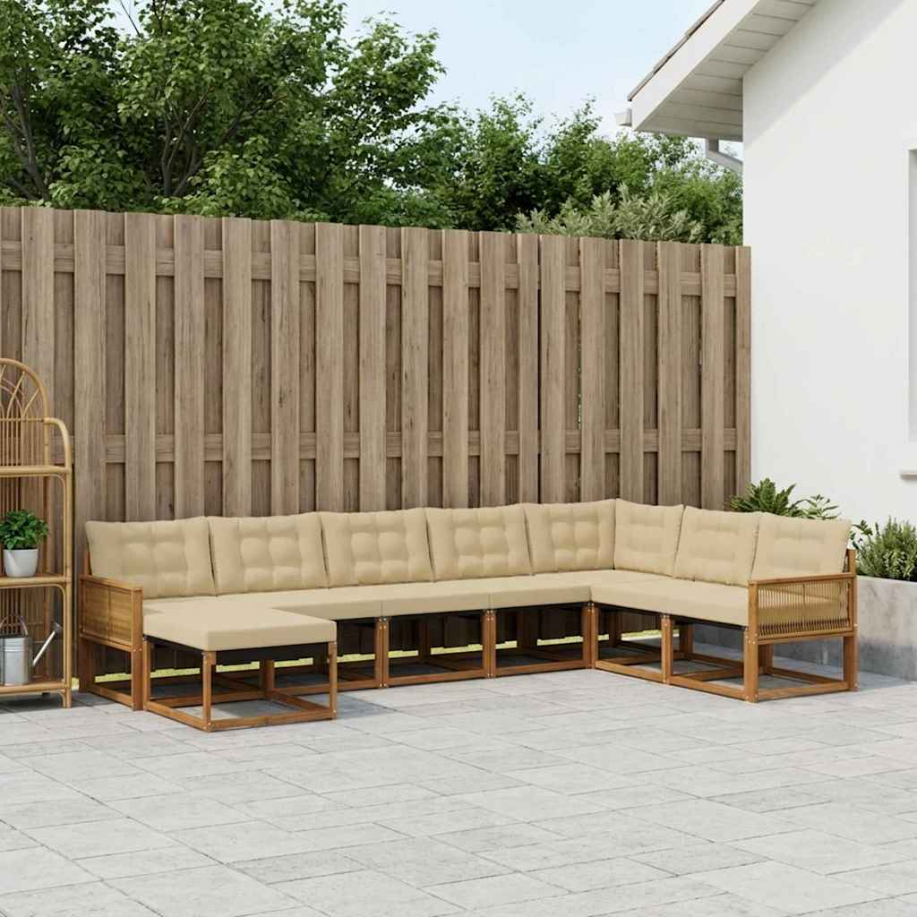 Buiten bankenset met kussen 8 pcs Natuurlijk en Beige is nu te koop bij PeponiXL, paradijselijk wonen!