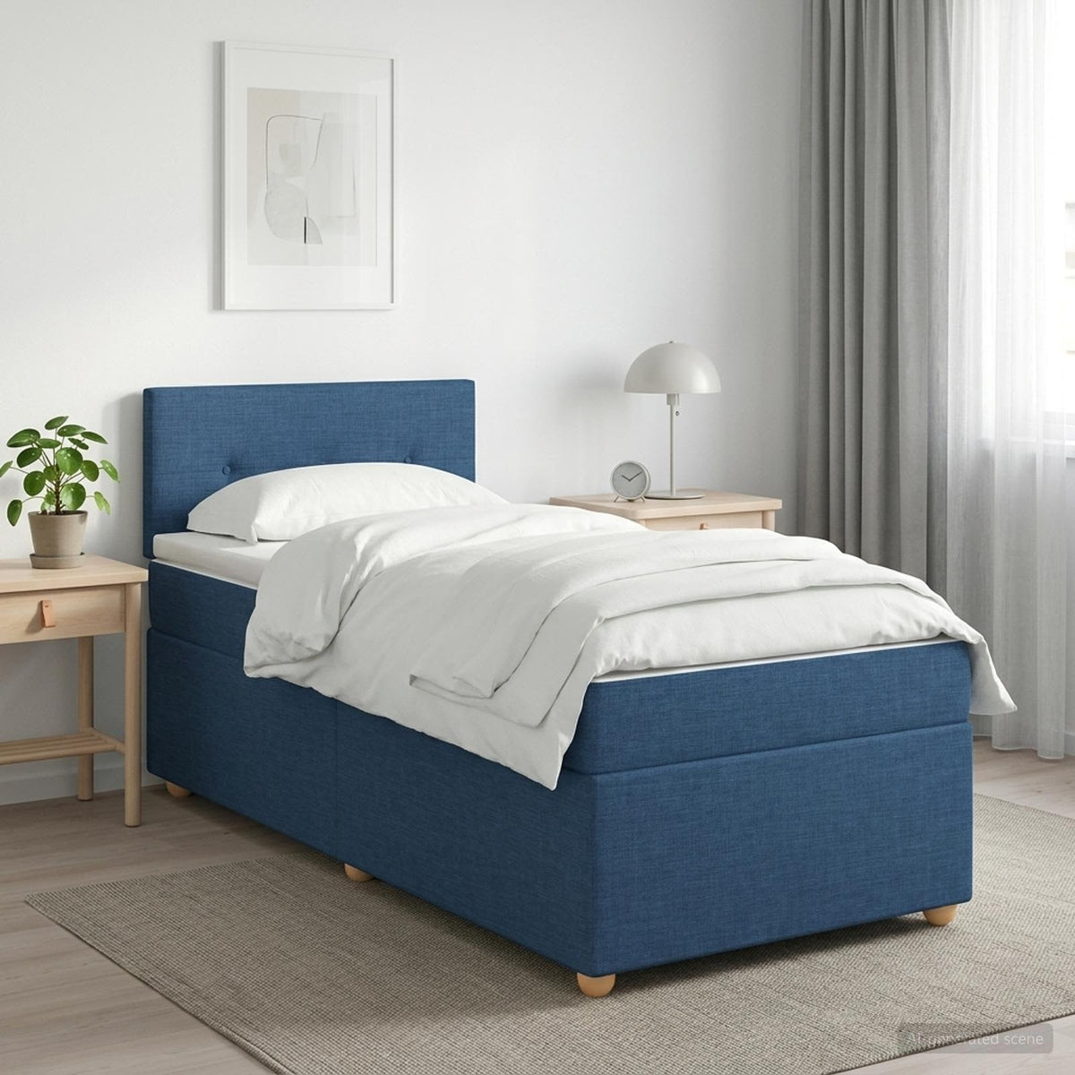 Boxspringbed met matras met hoofdeinde Blauw 90 x 200 cm Stof is nu te koop bij PeponiXL, paradijselijk wonen!