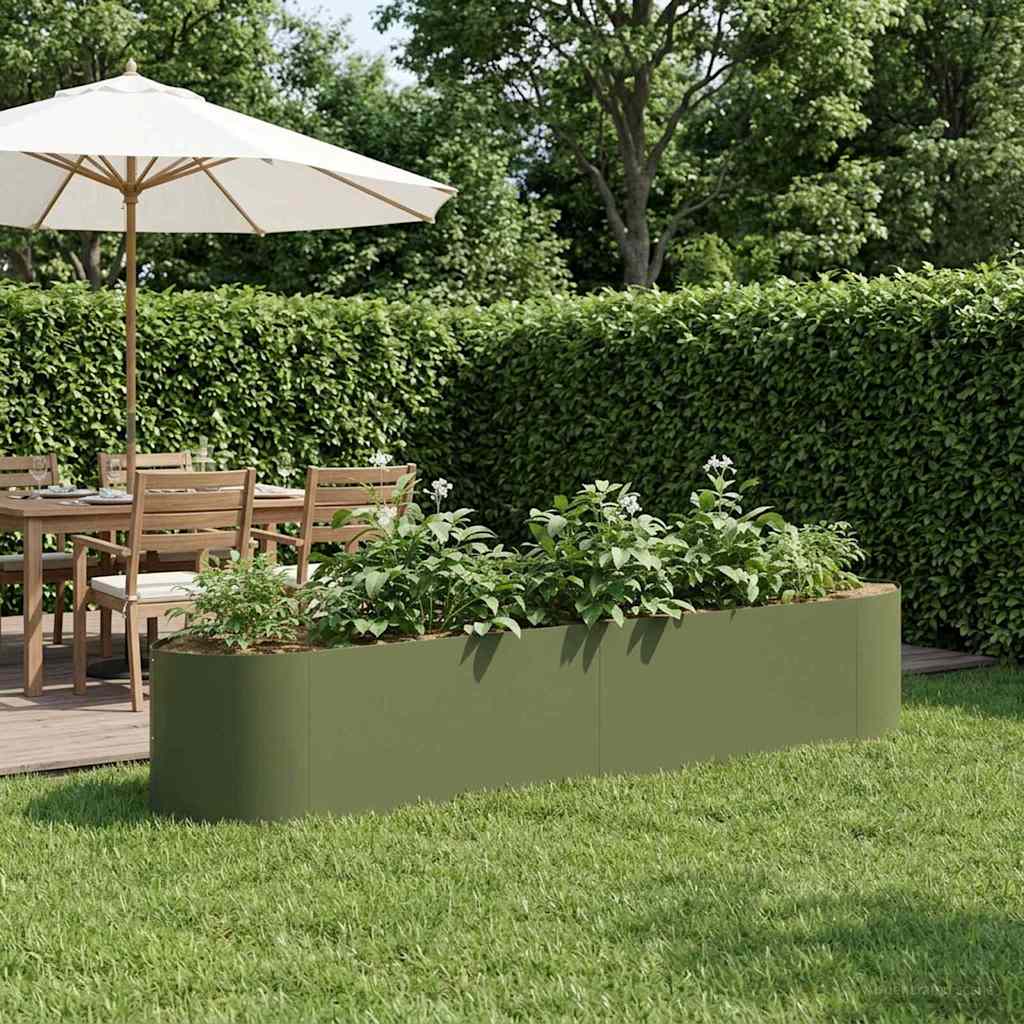Verhoogd Tuinbed Olijfgroen 220 x 40 x 40 cm Staal is nu te koop bij PeponiXL, paradijselijk wonen!