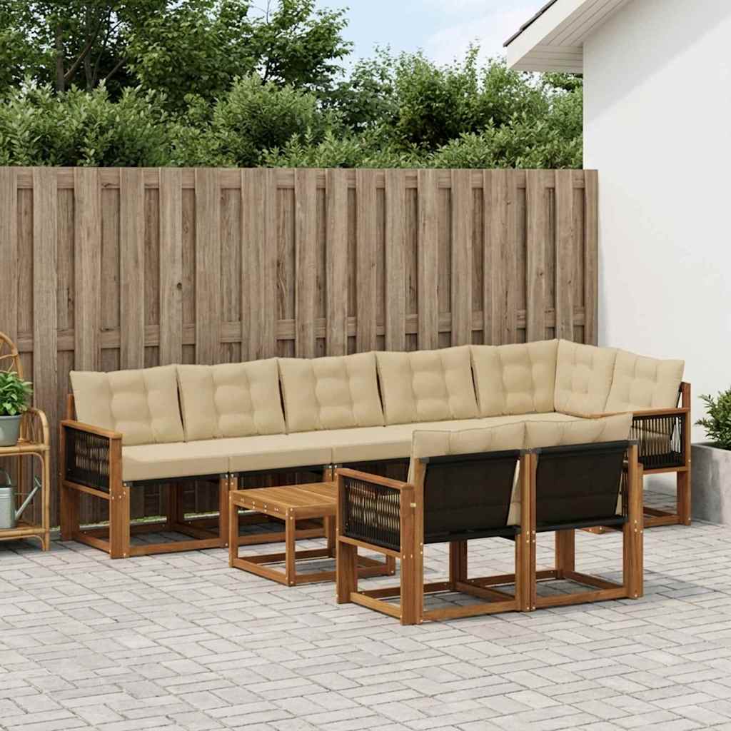 Buiten bankenset met kussen 9 pcs Natuurlijk en Beige is nu te koop bij PeponiXL, paradijselijk wonen!