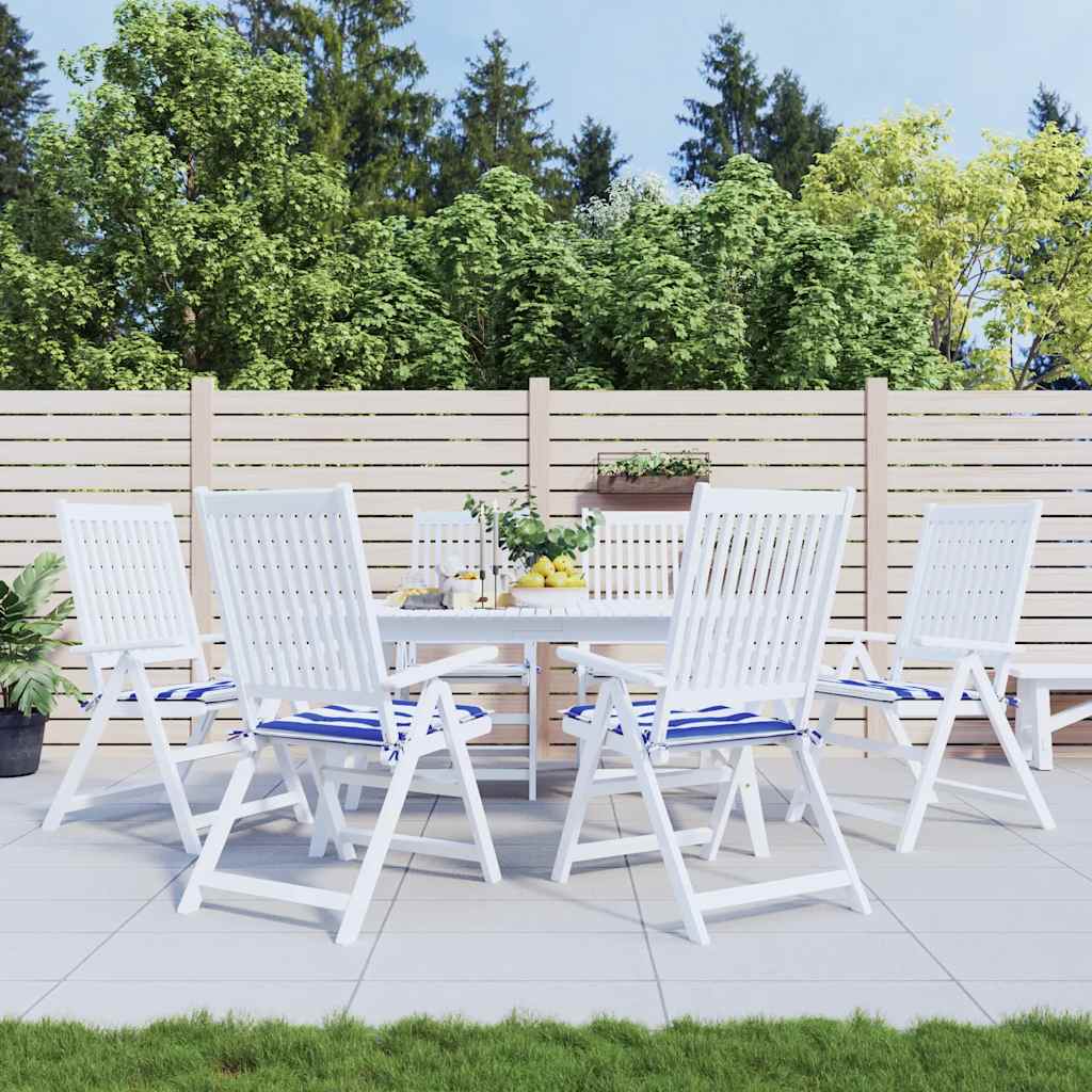 Tuinstoelkussens 6 st gestreept 50x50x4 cm stof wit en blauw is nu te koop bij PeponiXL, paradijselijk wonen!