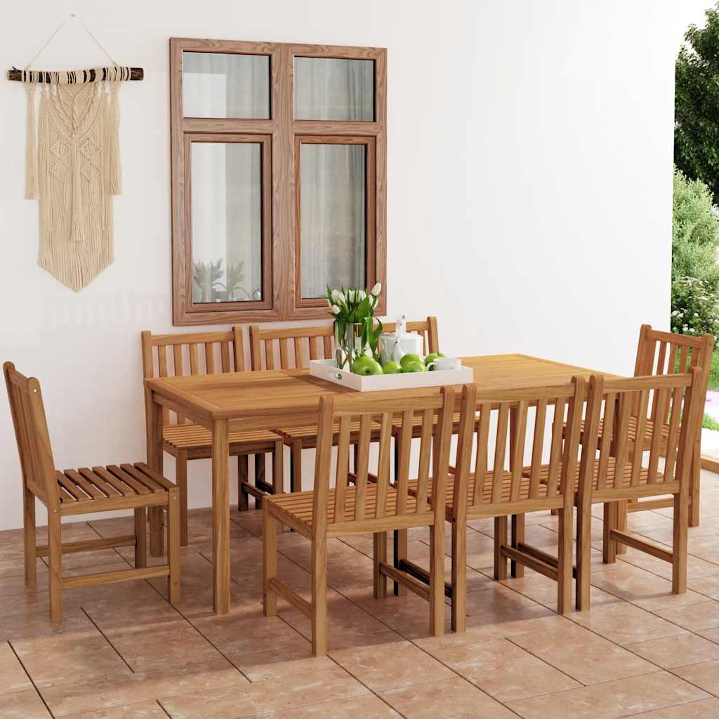 9-delige tuinset 180x90 cm massief teakhout is nu te koop bij PeponiXL, paradijselijk wonen!