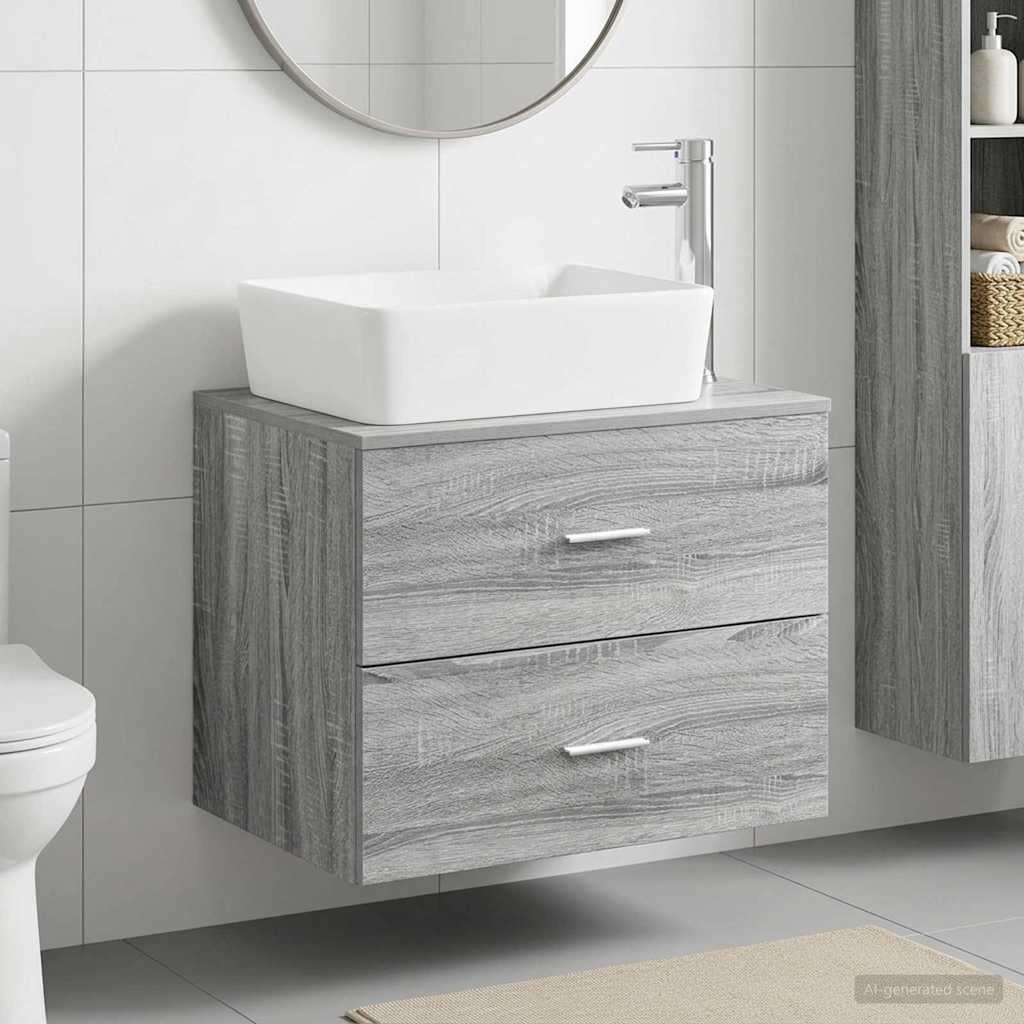 Badkamermeubelset Grijs Sonoma Bewerkt hout is nu te koop bij PeponiXL, paradijselijk wonen!