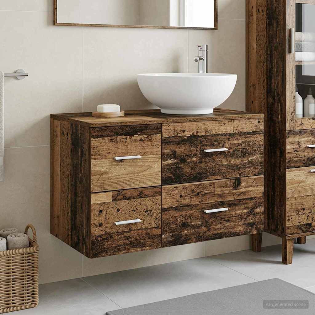 Badkamermeubelset 2 st Oud hout Bewerkt hout is nu te koop bij PeponiXL, paradijselijk wonen!