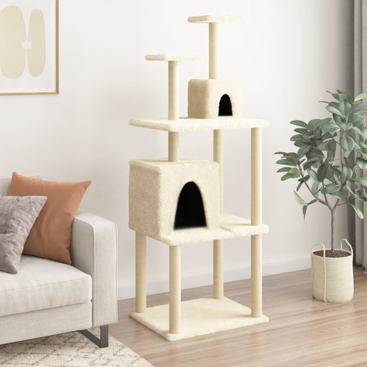 Kattenmeubel met sisal krabpalen 167 cm crèmekleurig is nu te koop bij PeponiXL, paradijselijk wonen!