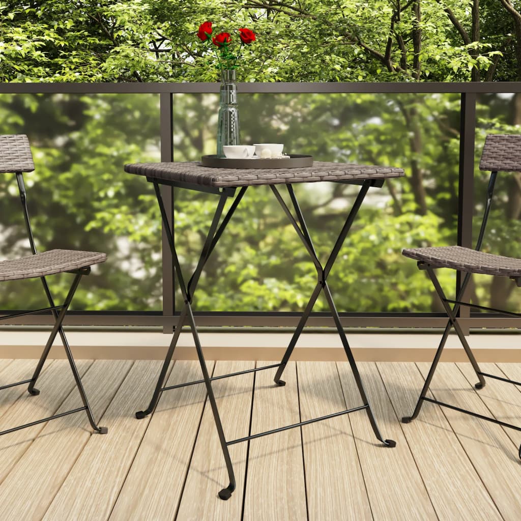 Bistrotafel inklapbaar 55x54x71 cm poly rattan grijs is nu te koop bij PeponiXL, paradijselijk wonen!