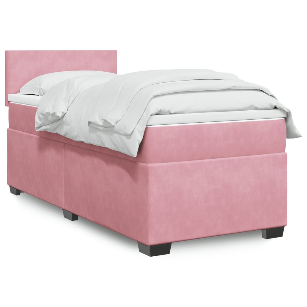 Boxspring met matras fluweel roze 100x200 cm is nu te koop bij PeponiXL, paradijselijk wonen!