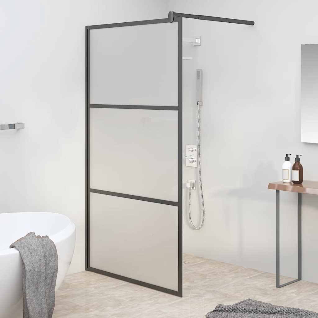 Inloopdouchewand 115x195 cm mat ESG-glas zwart is nu te koop bij PeponiXL, paradijselijk wonen!
