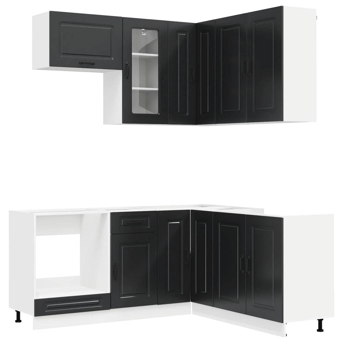 Keukenblok KALMAR 8 pcs Zwart Bewerkt hout is nu te koop bij PeponiXL, paradijselijk wonen!