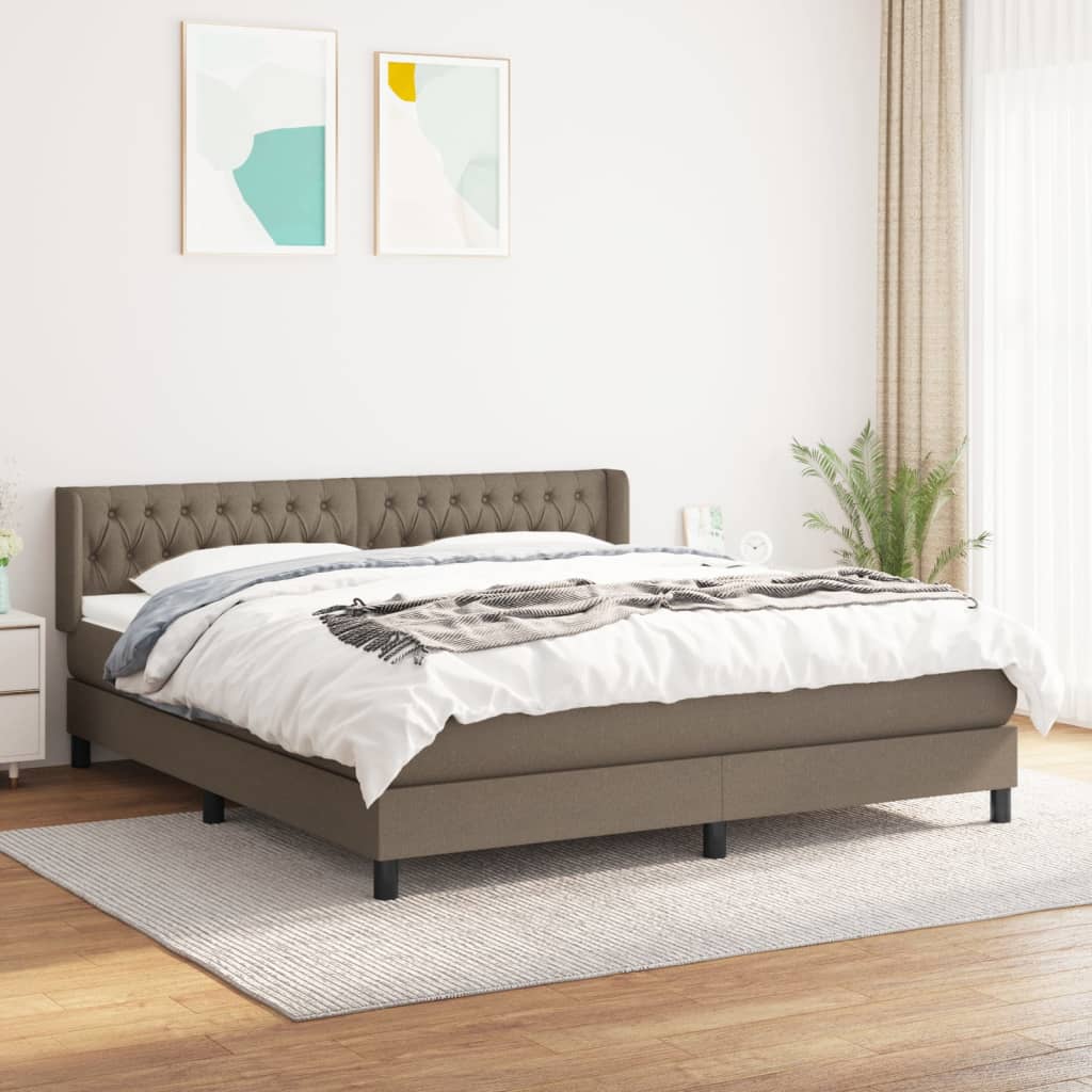 Boxspring met matras stof taupe 180x200 cm is nu te koop bij PeponiXL, paradijselijk wonen!