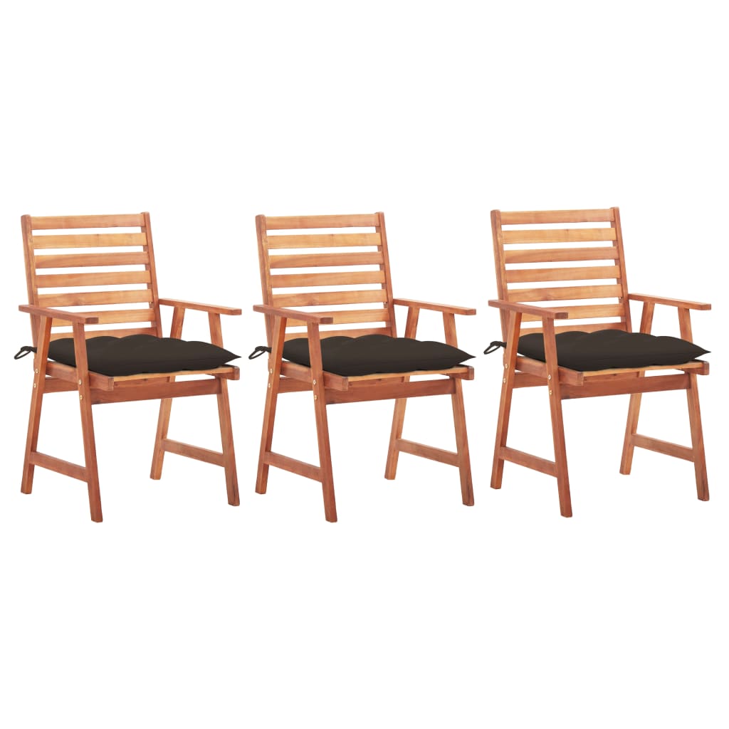 Tuinstoelen 3 st met kussens massief acaciahout is nu te koop bij PeponiXL, paradijselijk wonen!