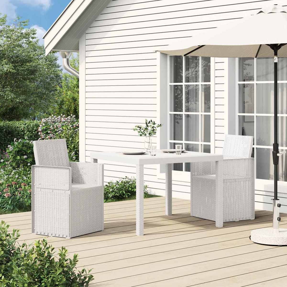 Tuin Eetstoelen 2 pcs Wit PP is nu te koop bij PeponiXL, paradijselijk wonen!