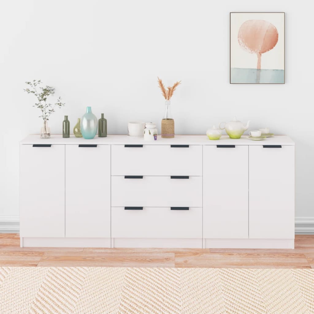 3-delige Dressoirs bewerkt hout wit is nu te koop bij PeponiXL, paradijselijk wonen!