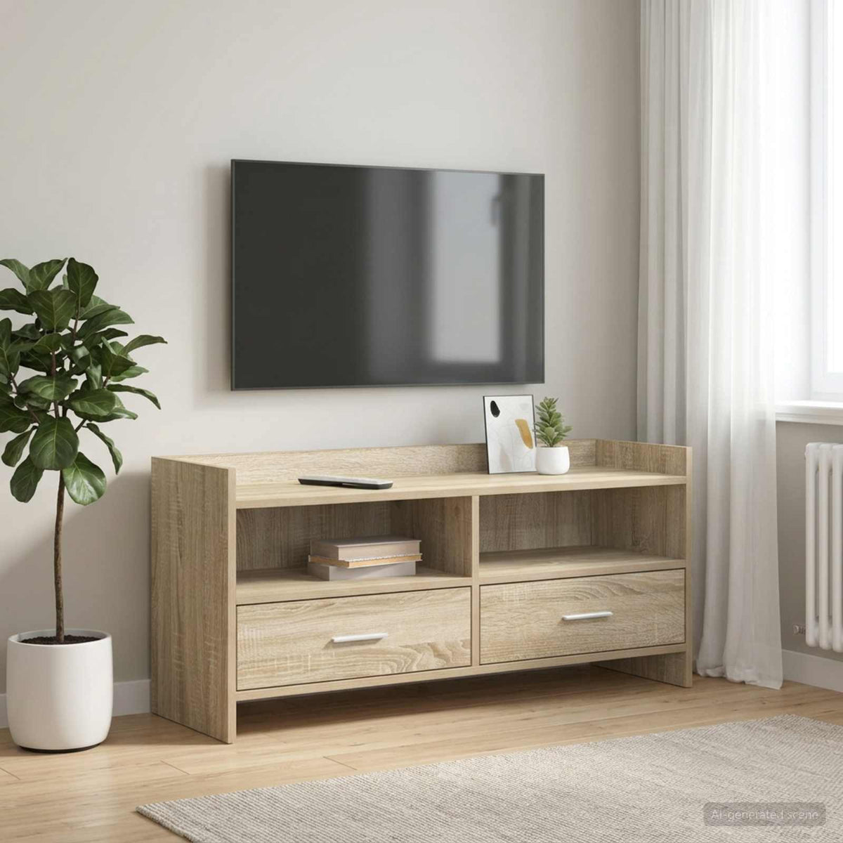 TV-kast 100 x 33 x 47 cm Sonoma Eiken Bewerkt hout is nu te koop bij PeponiXL, paradijselijk wonen!