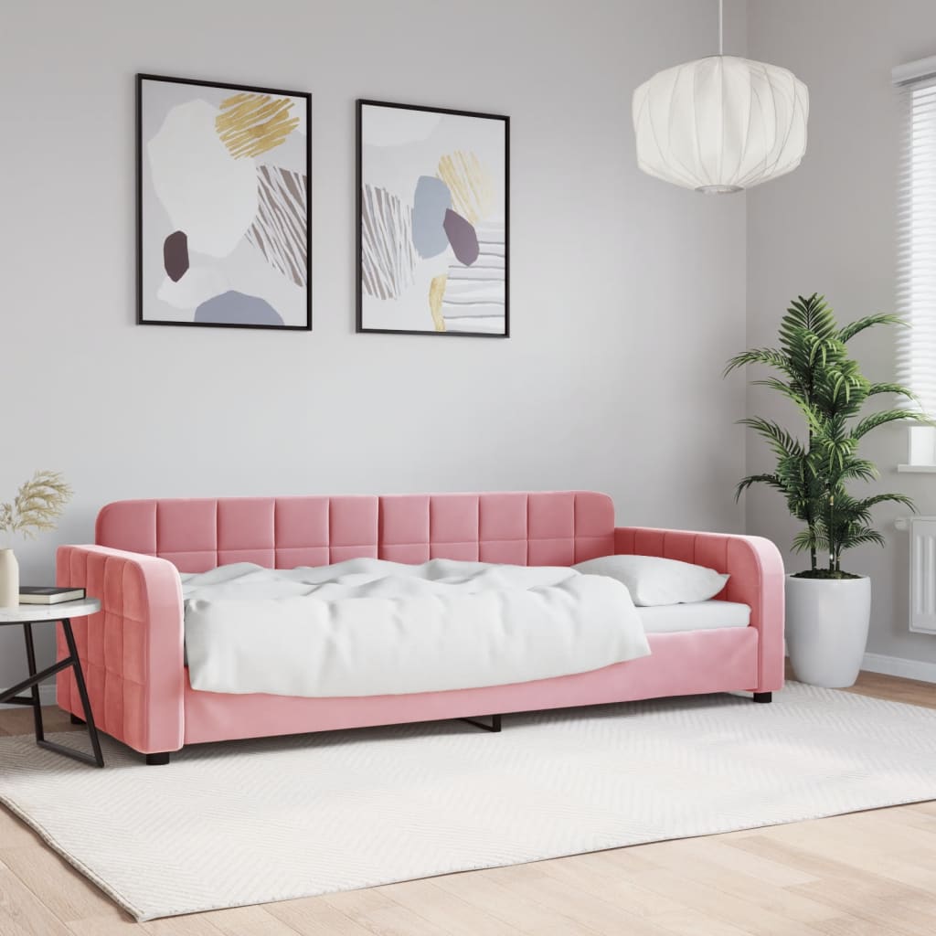 Slaapbank 80x200 cm fluweel roze is nu te koop bij PeponiXL, paradijselijk wonen!