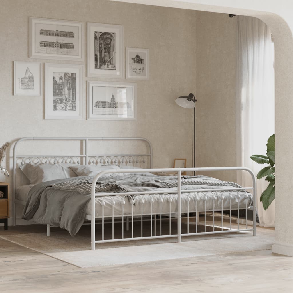 Bedframe met hoofd- en voeteneinde metaal wit 183x213 cm is nu te koop bij PeponiXL, paradijselijk wonen!