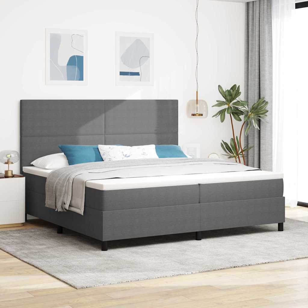 LED Box Spring Bed Lichtgrijs en wit. 200 x 200 cm Katoen Stof is nu te koop bij PeponiXL, paradijselijk wonen!